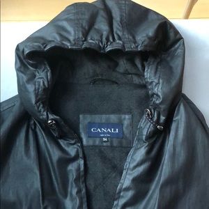 Canali Black Waterproof Hooded Parka